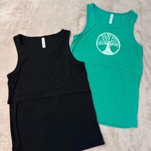 Latched Mama Black and Green Nursing Tank Tops